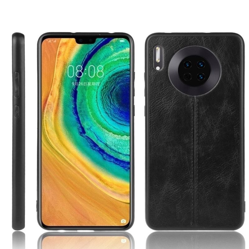 Deksel Huawei Mate 30 Svart Sydd Skinneffekt