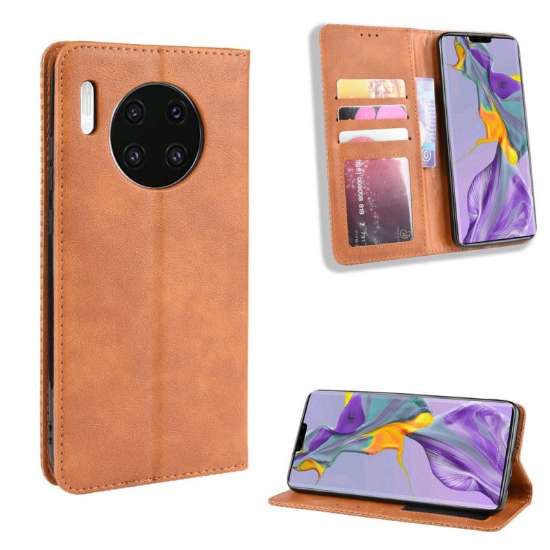 Folio Deksel for Huawei Mate 30 Svart Stilisert Vintage Skinneffekt