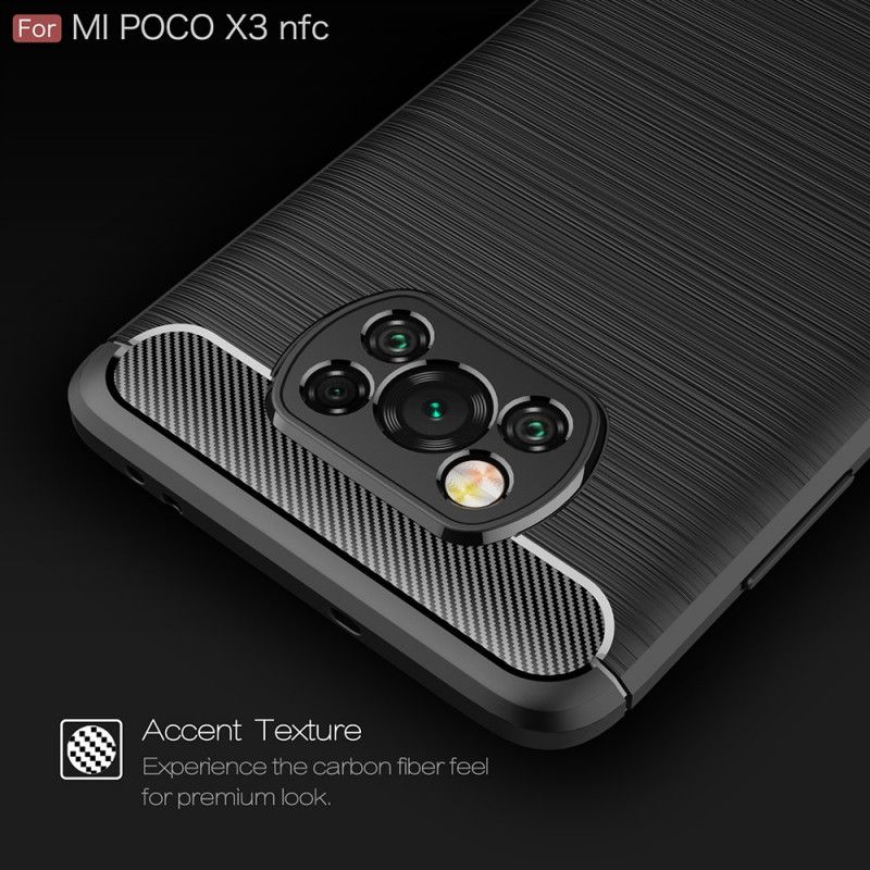 Deksel for Xiaomi Poco X3 Svart Børstet Karbonfiber