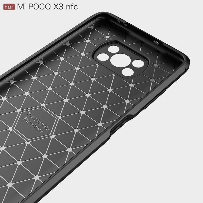 Deksel for Xiaomi Poco X3 Svart Børstet Karbonfiber