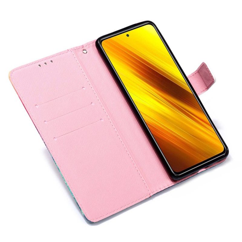 Folio Deksel for Xiaomi Poco X3 Akvarellvalmue