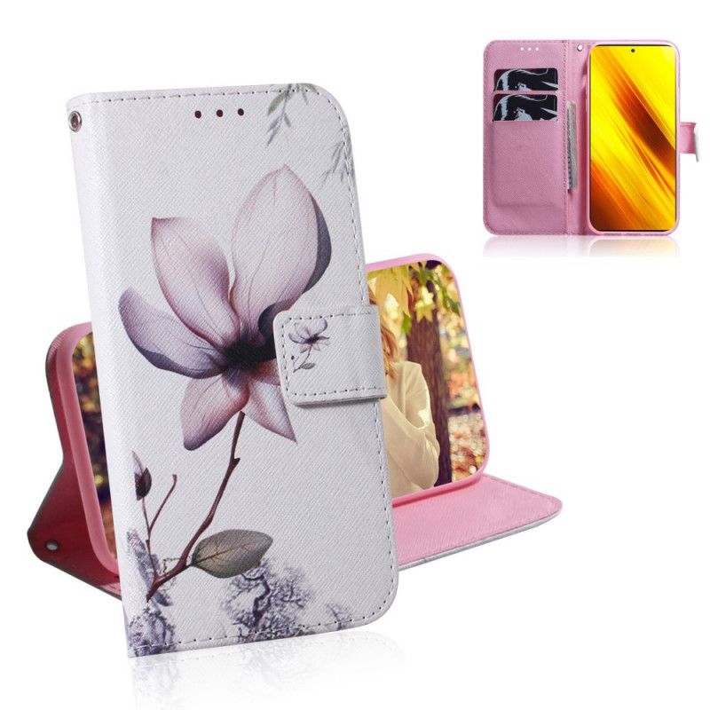 Folio Deksel for Xiaomi Poco X3 Gammel Roseblomst