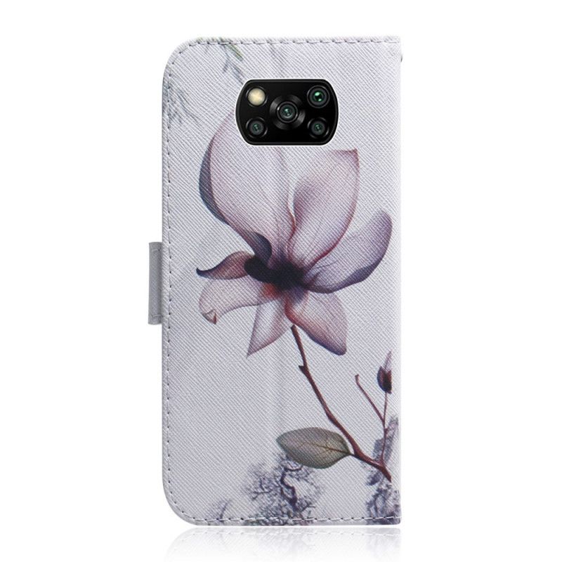 Folio Deksel for Xiaomi Poco X3 Gammel Roseblomst