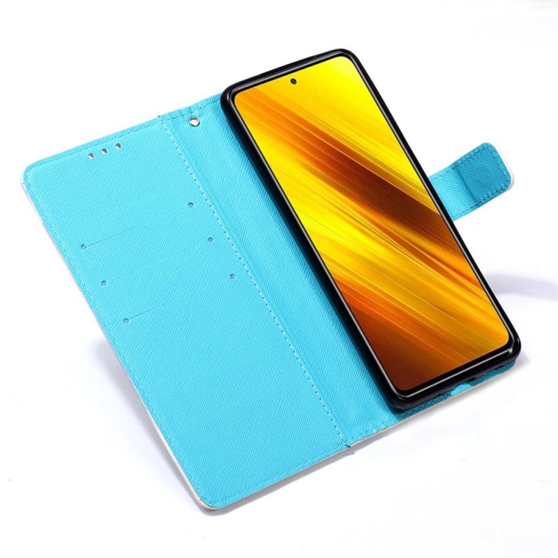 Folio Deksel for Xiaomi Poco X3 Gyldne Sommerfugler