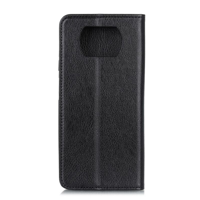 Folio Deksel for Xiaomi Poco X3 Svart Premium Split Litchi