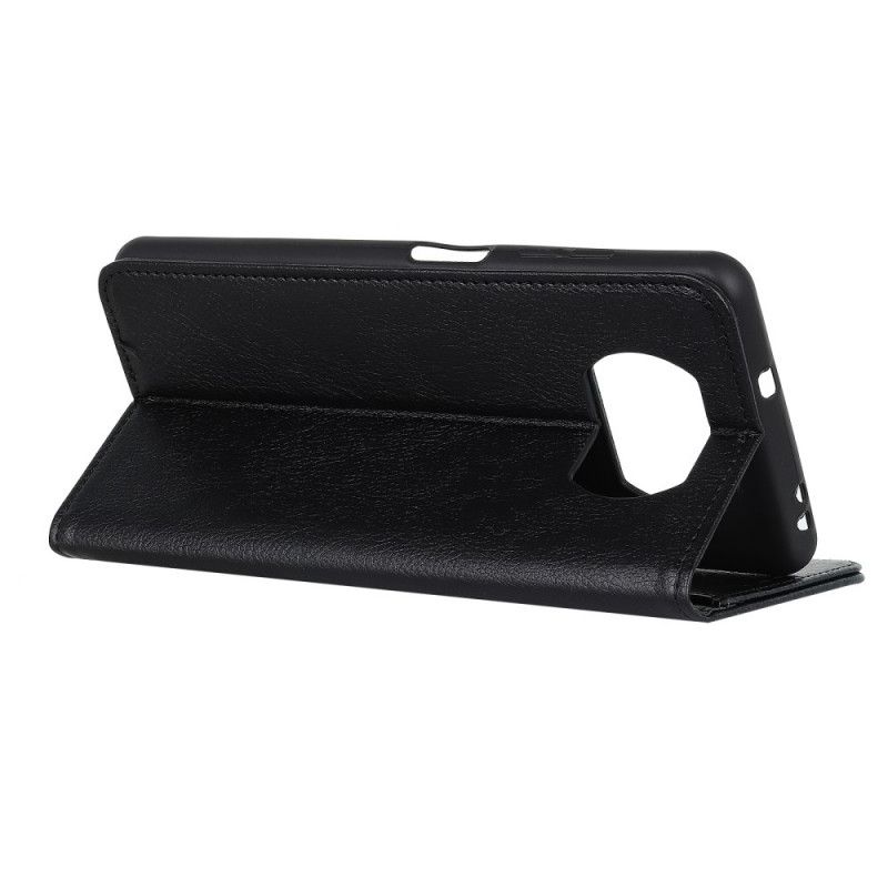 Folio Deksel for Xiaomi Poco X3 Svart Premium Split Litchi