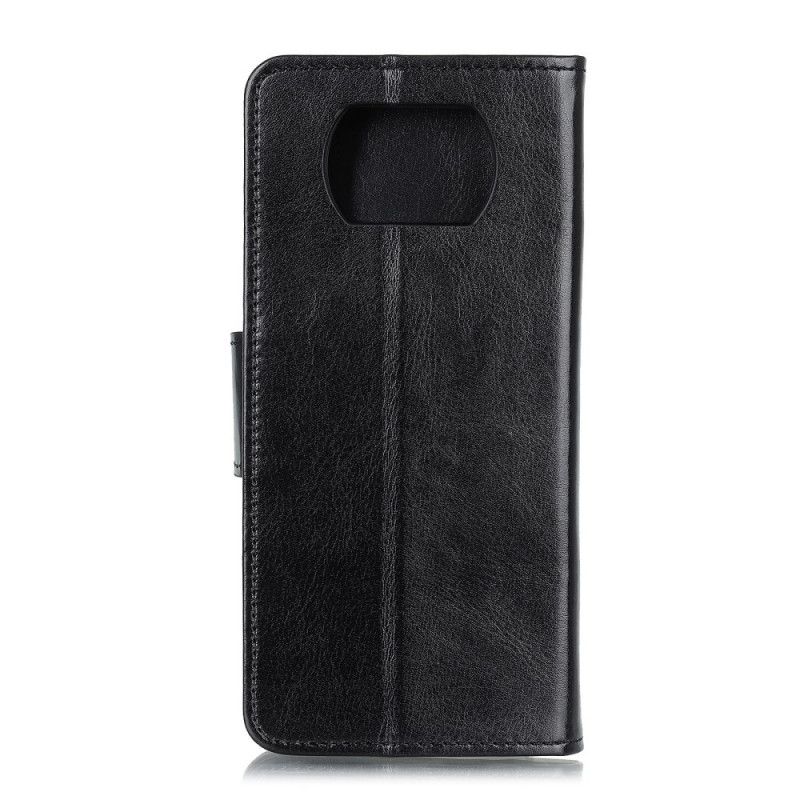 Folio Deksel for Xiaomi Poco X3 Svart Skinnende Fuskeskinn