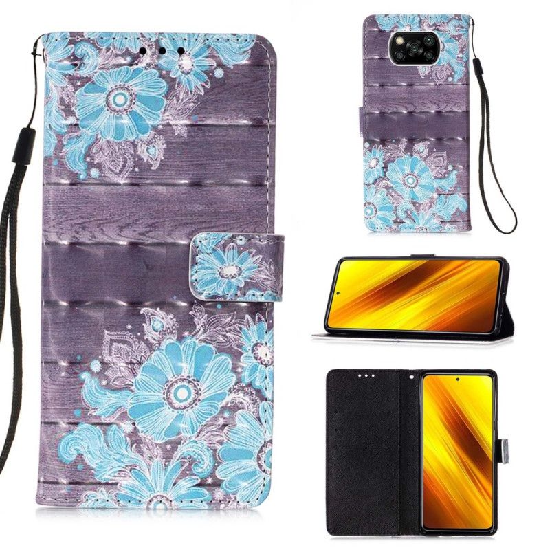 Folio Deksel Xiaomi Poco X3 Blå Blomster