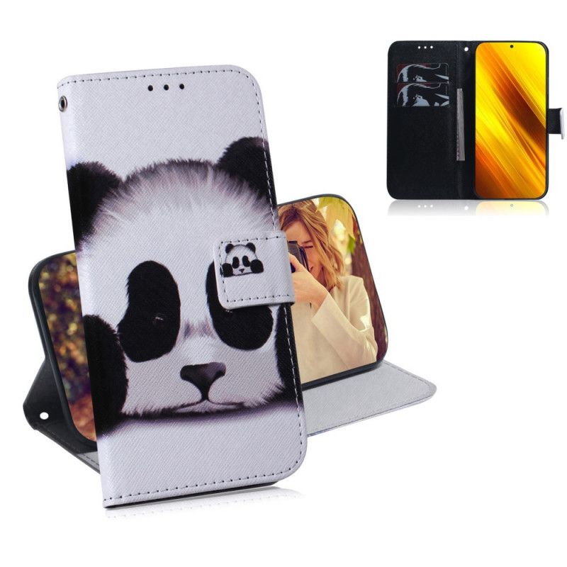 Folio Deksel Xiaomi Poco X3 Panda Ansikt Anti-fall