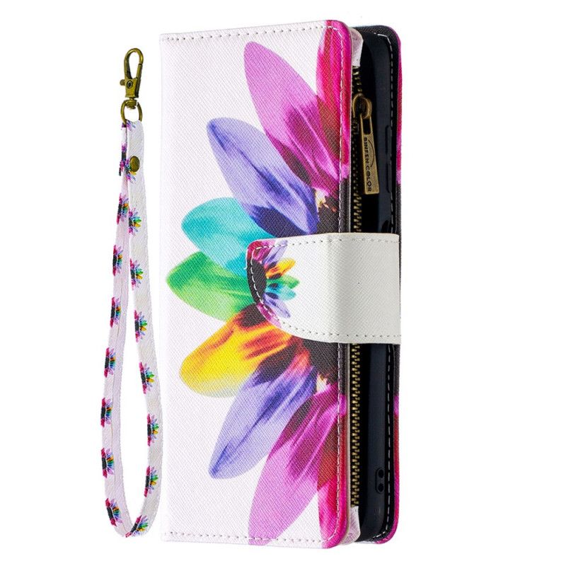 Folio Deksel Xiaomi Poco X3 Svart Blomst Med Glidelås Beskyttelse
