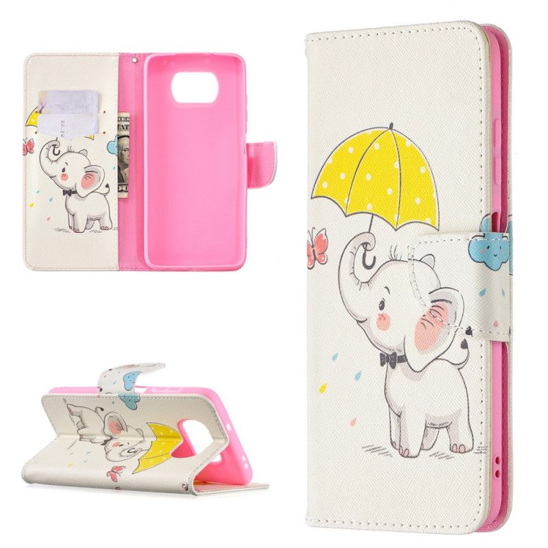 Lærdeksel Folio Deksel Xiaomi Poco X3 Mobildeksel Baby Elefant