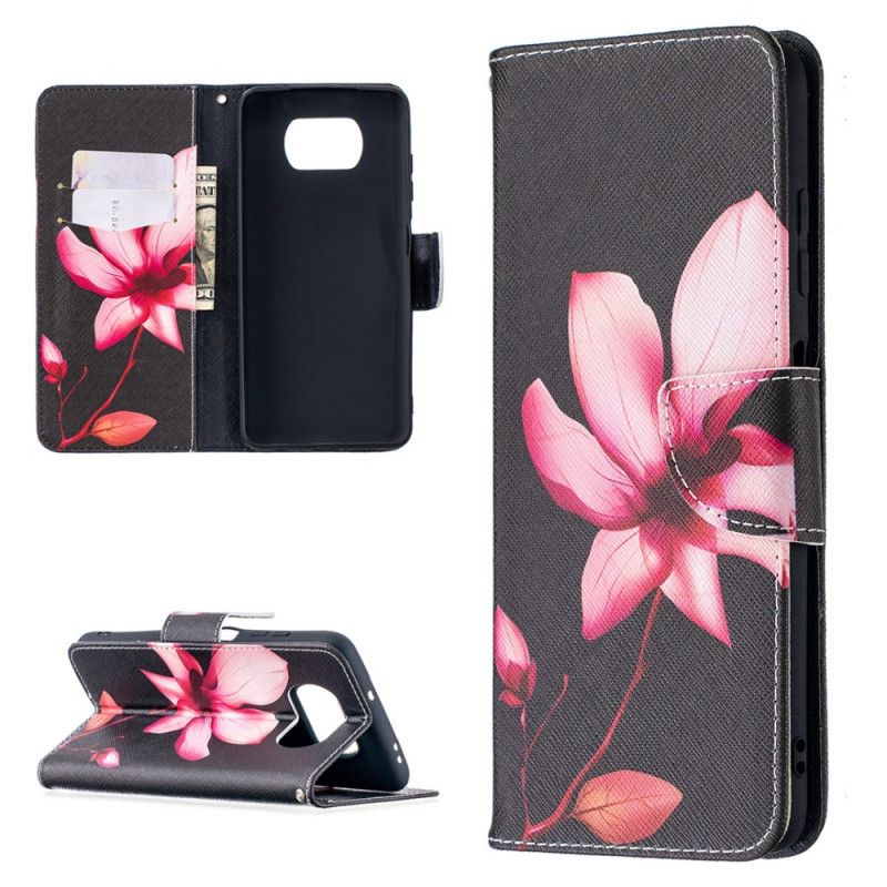 Lærdeksel Folio Deksel Xiaomi Poco X3 Rosa Blomst