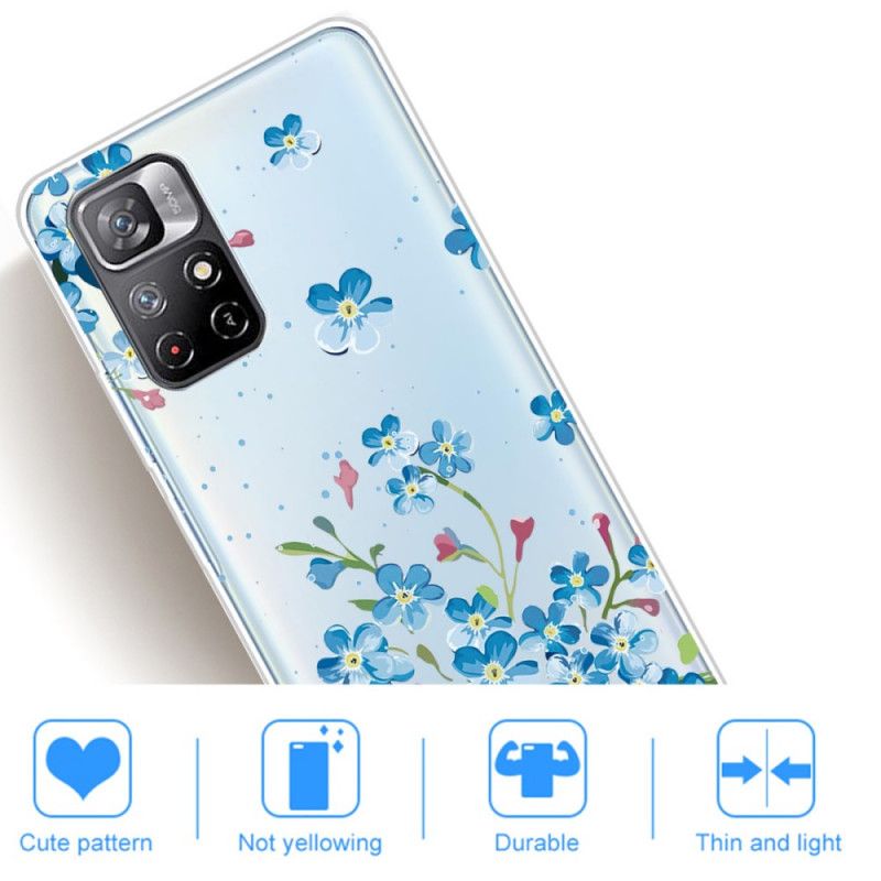 Deksel Xiaomi Redmi Note 11 / Poco M4 Pro 5g Bukett Med Blå Blomster Beskyttelse Deksel