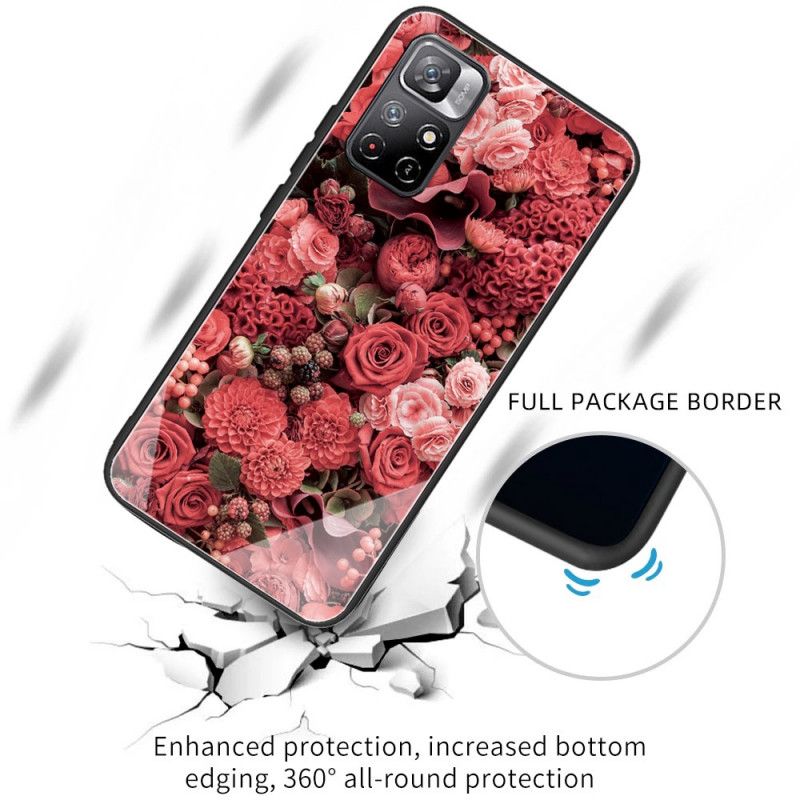 Deksel Xiaomi Redmi Note 11 / Poco M4 Pro 5g Mobildeksel Rosa Blomster I Herdet Glass