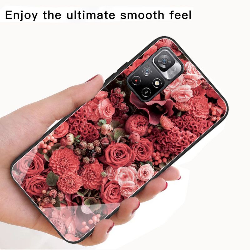 Deksel Xiaomi Redmi Note 11 / Poco M4 Pro 5g Mobildeksel Rosa Blomster I Herdet Glass