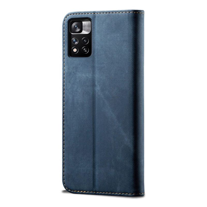 Folio Deksel Lær Xiaomi Redmi Note 11 / Poco M4 Pro 5g Mobildeksel Denimstoff