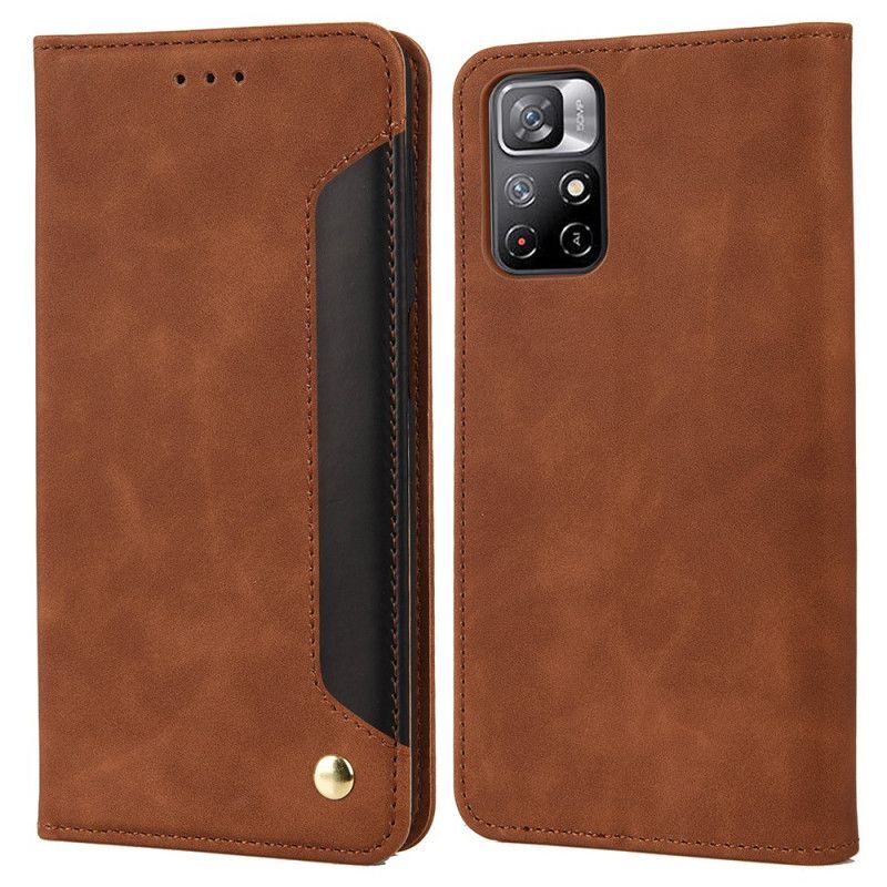 Folio Deksel Til Xiaomi Redmi Note 11 / Poco M4 Pro 5g Bicolor Business Leather Effect