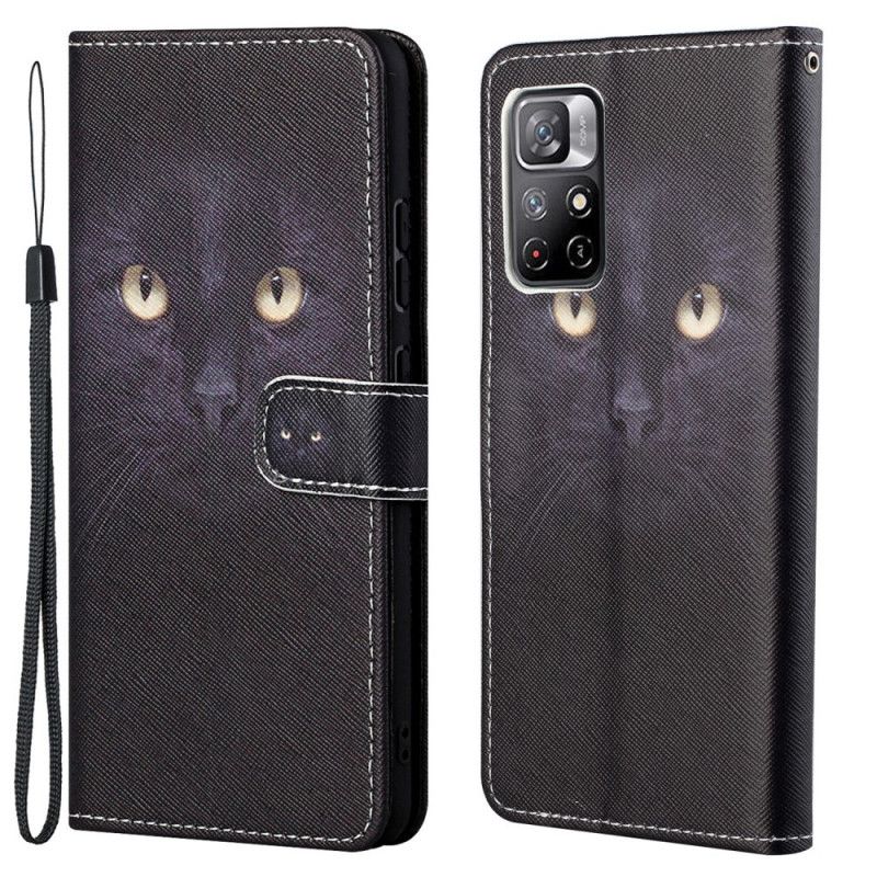 Folio Deksel Til Xiaomi Redmi Note 11 / Poco M4 Pro 5g Black Strappy Cat Eyes