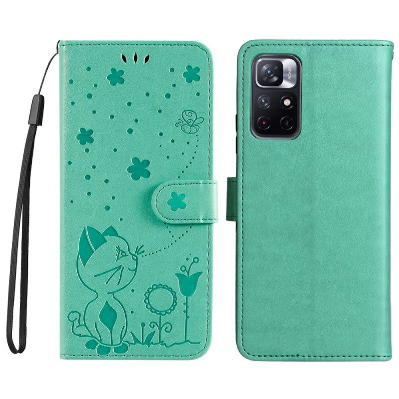 Folio Deksel Xiaomi Redmi Note 11 / Poco M4 Pro 5g Cat And Bee Thong