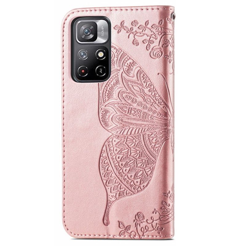 Folio Deksel Xiaomi Redmi Note 11 / Poco M4 Pro 5g Halve Sommerfugler Beskyttelse Deksel