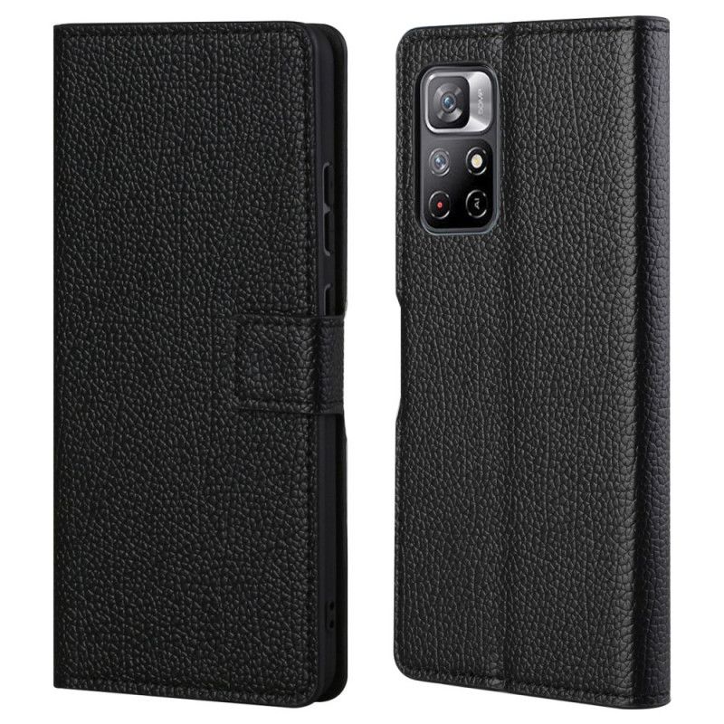 Folio Deksel Xiaomi Redmi Note 11 / Poco M4 Pro 5g Litchi Grain Leather Effect