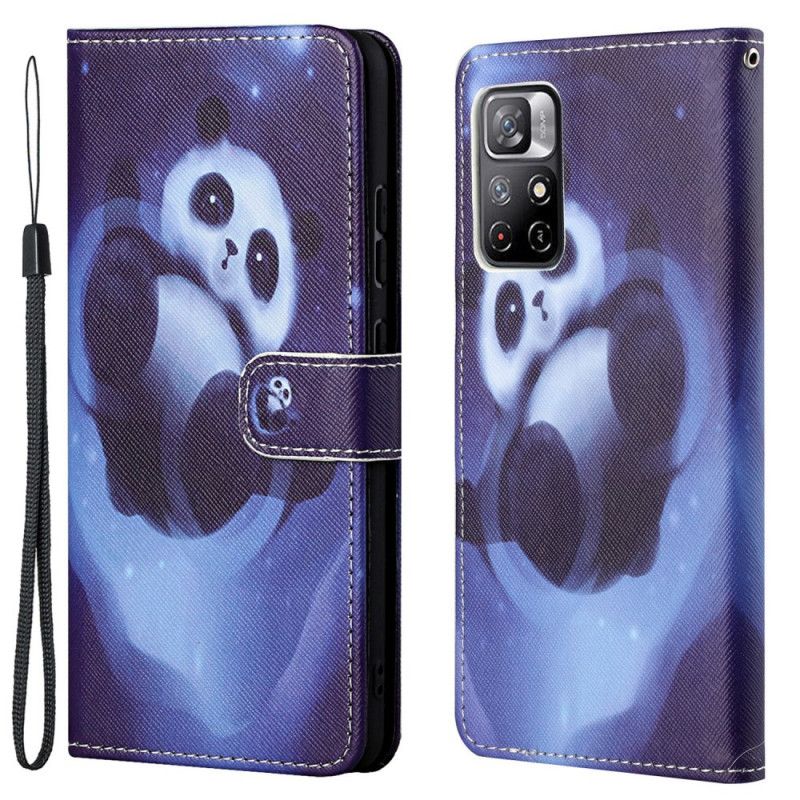 Folio Deksel Xiaomi Redmi Note 11 / Poco M4 Pro 5g Panda Space Strappy Beskyttelse Deksel