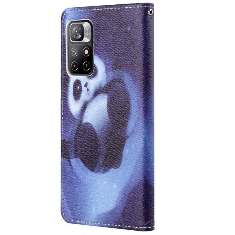 Folio Deksel Xiaomi Redmi Note 11 / Poco M4 Pro 5g Panda Space Strappy Beskyttelse Deksel