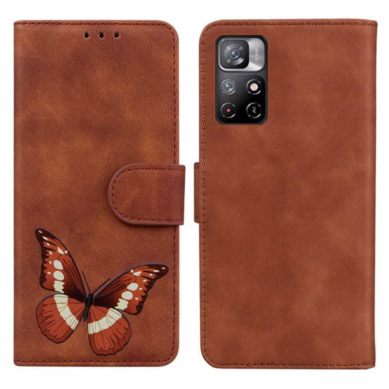 Folio Deksel Xiaomi Redmi Note 11 / Poco M4 Pro 5g Skin-touch Butterfly Beskyttelse Deksel