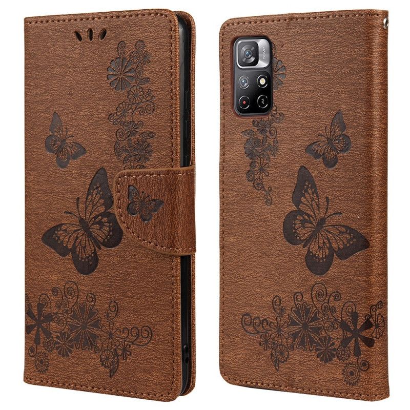 Folio Deksel Xiaomi Redmi Note 11 / Poco M4 Pro 5g Splendid Strap Sommerfugler Beskyttelse Deksel