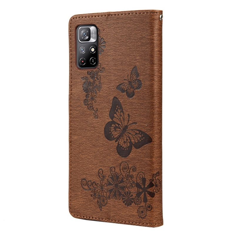 Folio Deksel Xiaomi Redmi Note 11 / Poco M4 Pro 5g Splendid Strap Sommerfugler Beskyttelse Deksel