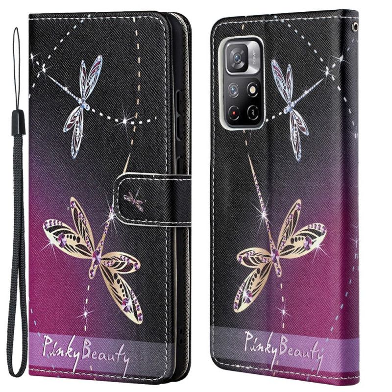 Folio Deksel Xiaomi Redmi Note 11 / Poco M4 Pro 5g Thong Dragonflies Beskyttelse Deksel