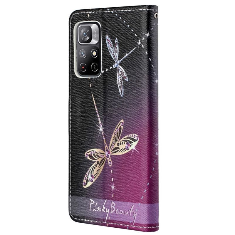 Folio Deksel Xiaomi Redmi Note 11 / Poco M4 Pro 5g Thong Dragonflies Beskyttelse Deksel