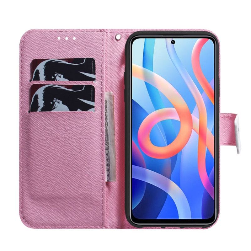 Lærdeksel Folio Deksel Xiaomi Redmi Note 11 / Poco M4 Pro 5g Mobildeksel Gammel Rosa Blomst