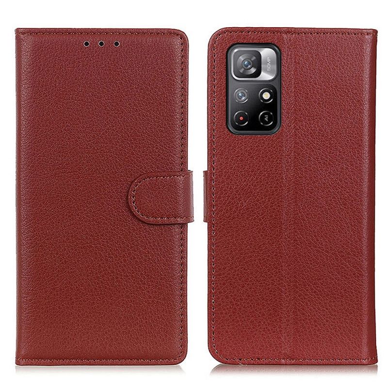 Lærdeksel Folio Deksel Xiaomi Redmi Note 11 / Poco M4 Pro 5g Mobildeksel Premium Litchi-skinneffekt