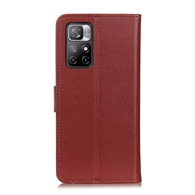 Lærdeksel Folio Deksel Xiaomi Redmi Note 11 / Poco M4 Pro 5g Mobildeksel Premium Litchi-skinneffekt