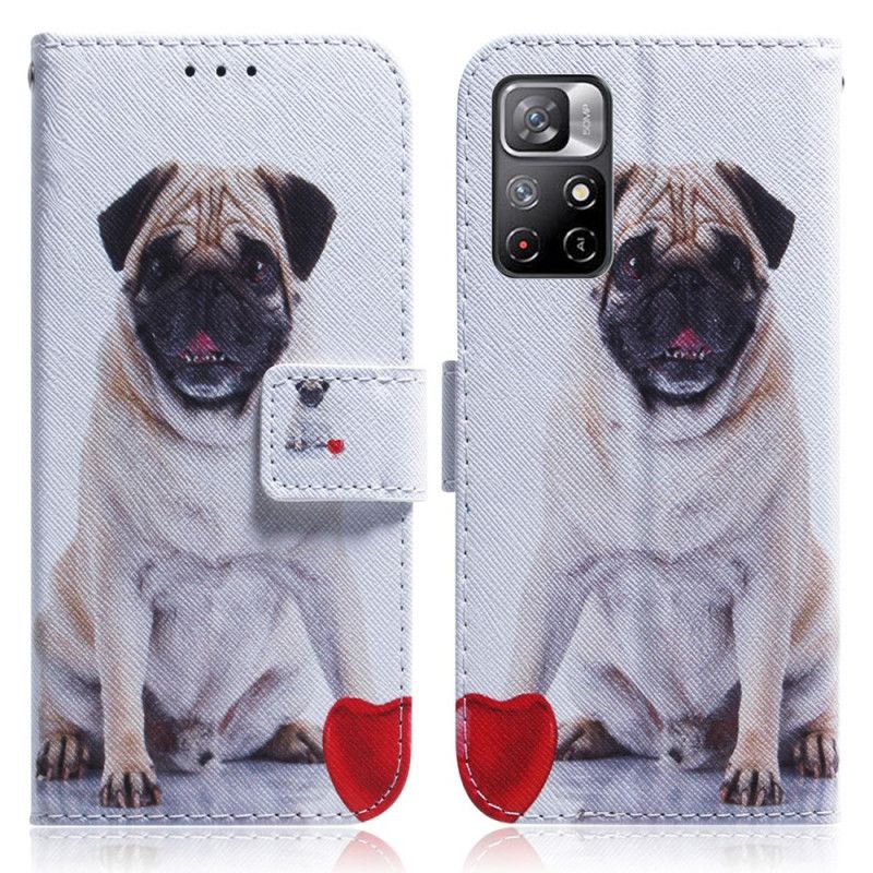 Lærdeksel Folio Deksel Xiaomi Redmi Note 11 / Poco M4 Pro 5g Mobildeksel Pug Dog