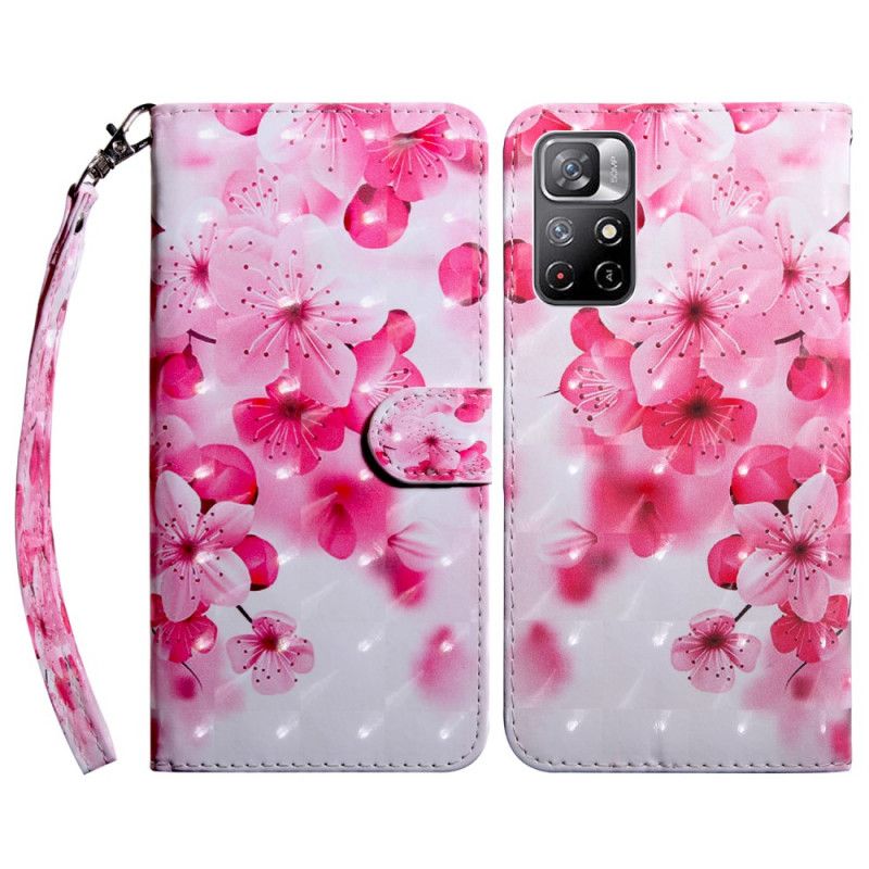 Lærdeksel Folio Deksel Xiaomi Redmi Note 11 / Poco M4 Pro 5g Rosa Blomster