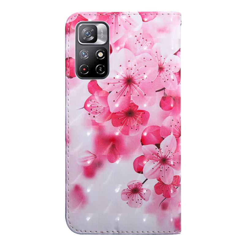 Lærdeksel Folio Deksel Xiaomi Redmi Note 11 / Poco M4 Pro 5g Rosa Blomster