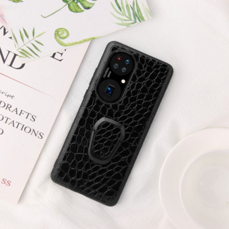 Deksel Huawei P50 Mobildeksel Crocodile Style Ring-holder