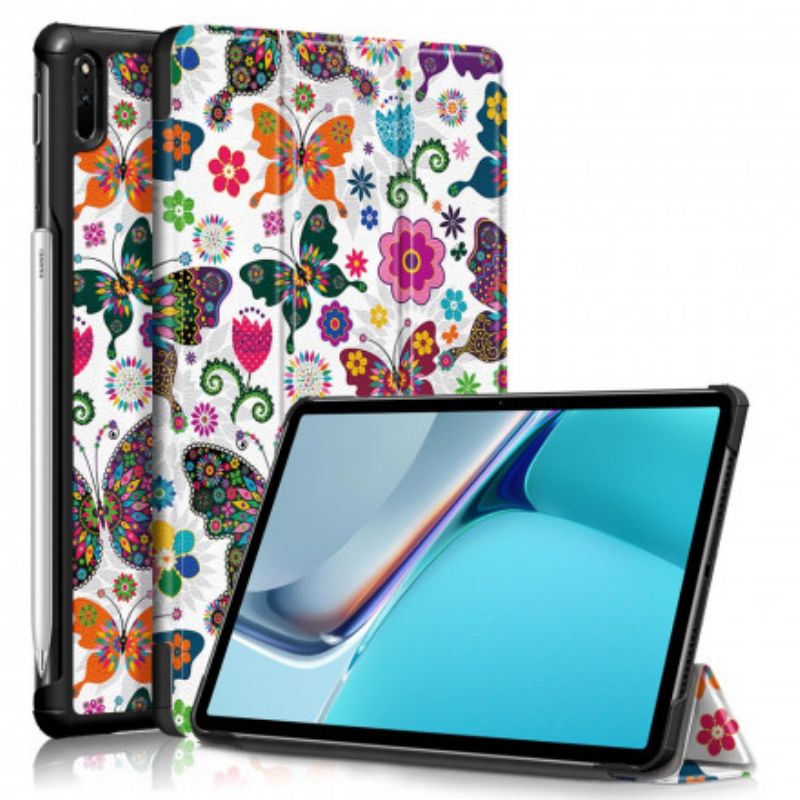 Smart Case Huawei Matepad 11 (2021) Forsterket Retro Sommerfugler Og Blomster