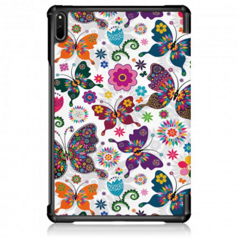 Smart Case Huawei Matepad 11 (2021) Forsterket Retro Sommerfugler Og Blomster