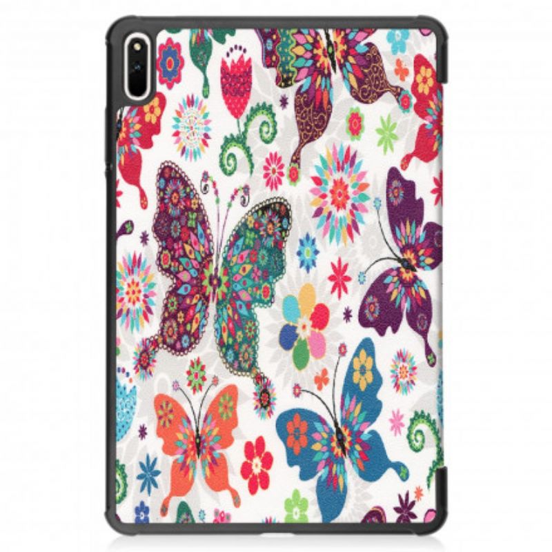 Smart Case Huawei Matepad 11 (2021) Retro Sommerfugler Og Blomster