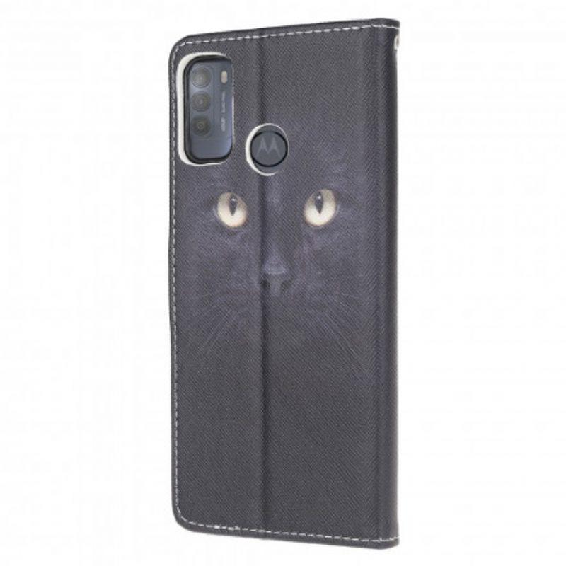 Folio Deksel Moto G50 Black Strappy Cat Eyes