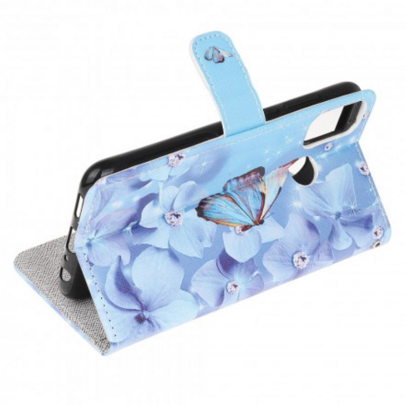 Folio Deksel Moto G50 Diamond Strappy Butterflies