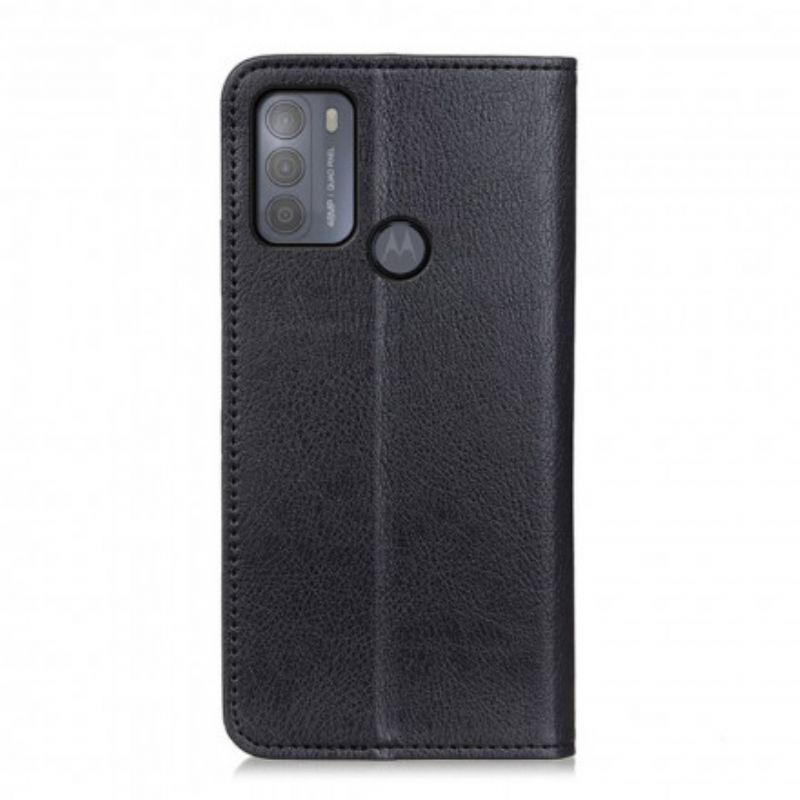 Folio Deksel Moto G50 Elegance Split Litchi Leather