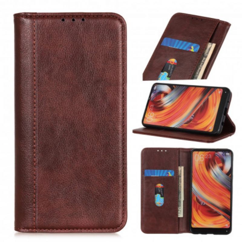 Folio Deksel Moto G50 Litchi Split Leather-versjon