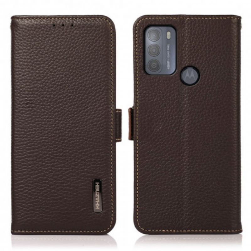 Folio Deksel Moto G50 Lychee Leather Khazneh Rfid