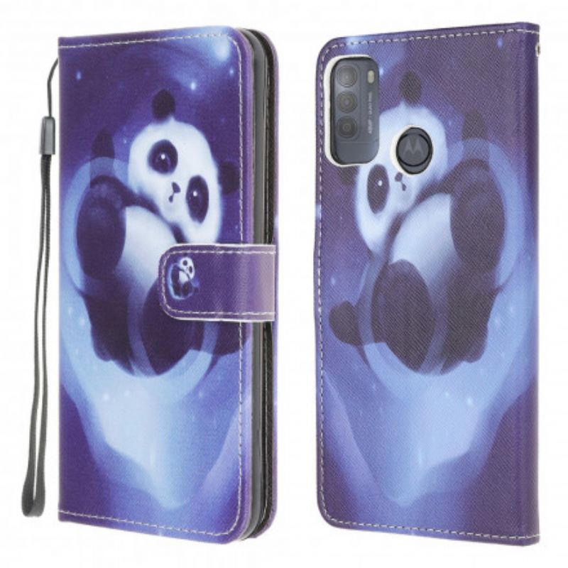 Folio Deksel Moto G50 Panda Space Strappy