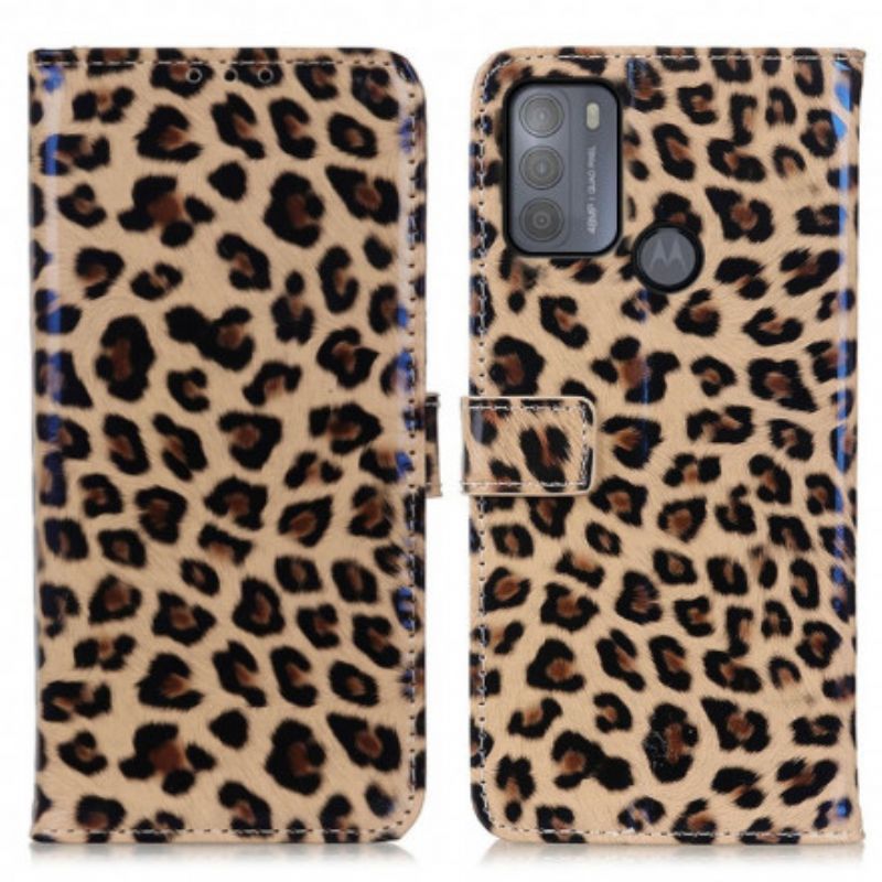 Lærdeksel Folio Deksel Moto G50 Leopard