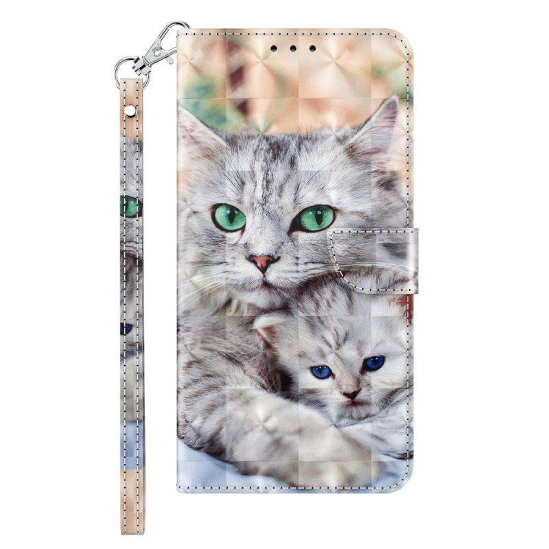 Folio Deksel Til iPhone 14 Med Kjede Bare Thong Cats